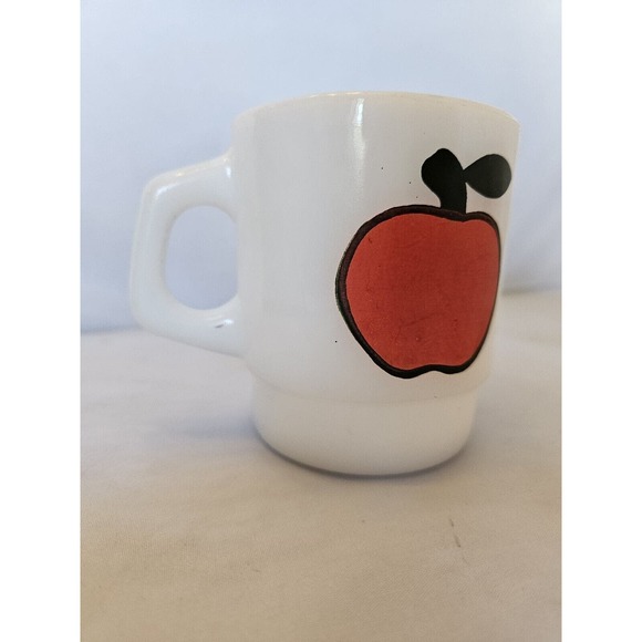 Anchor Hocking Fire King Apple Super Fruit Mug Milk Glass Glassware USA 3.5in x3 - Picture 5 of 16